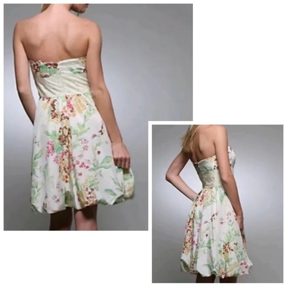 PLENTY Tracy Reece Tropical Spray Silk Blend Balloon Hem Strapless Party Dress - Picture 3 of 8